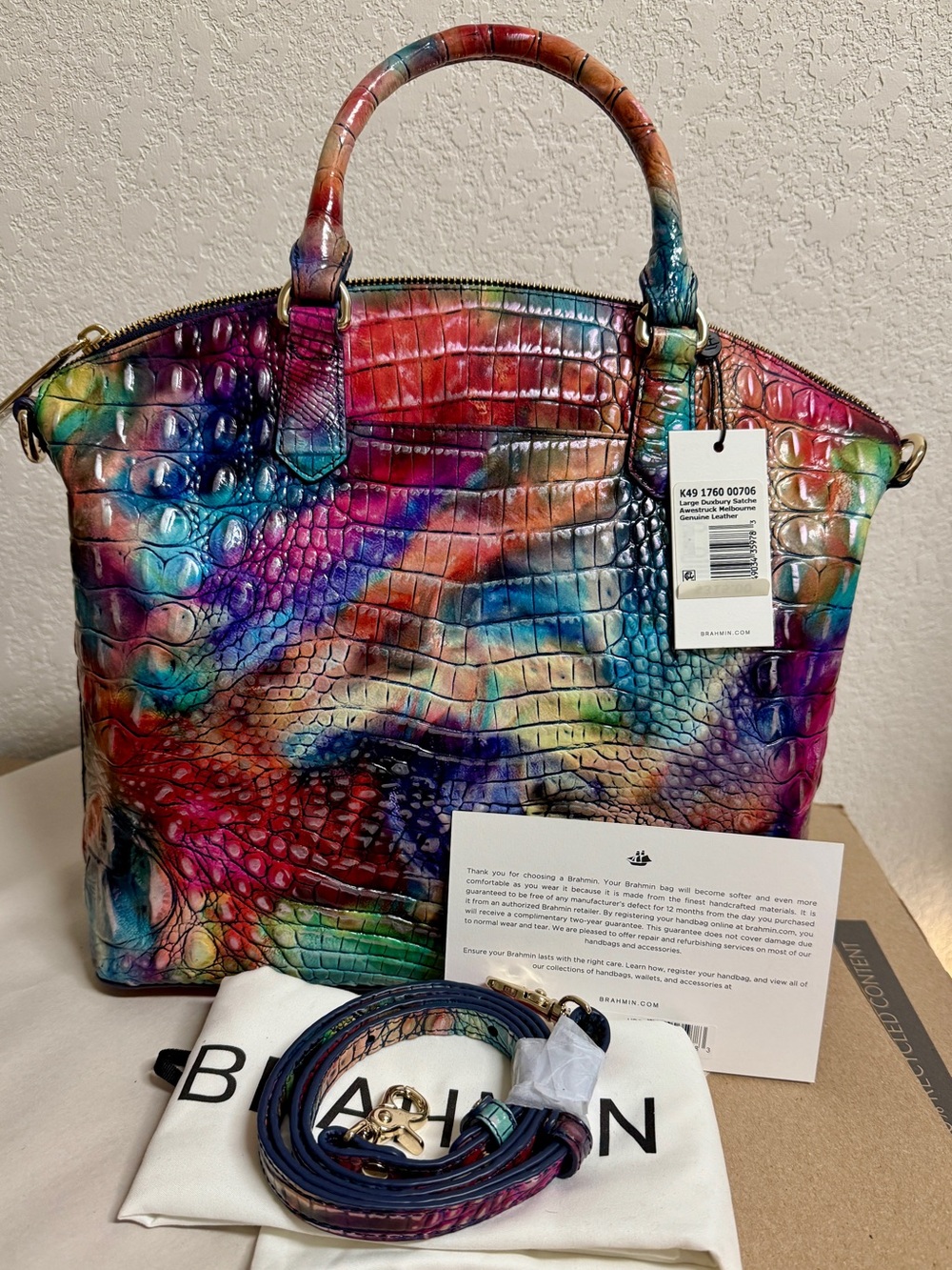 Brahmin Awestruck Vibrant Croc-Embossed Large Duxbury satchel NWT